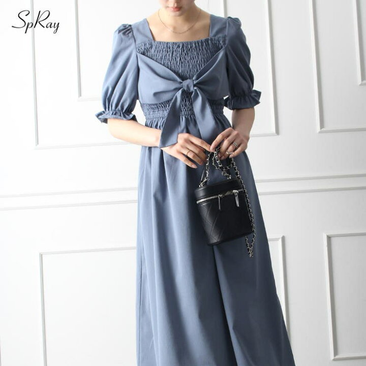 楽天市場】【10％OFFクーポン！8/27(木)1:59まで】SpRay シャーリング ROBEdeFLEURS Glossy ネイビーショートスリーブ ワンホンドレス