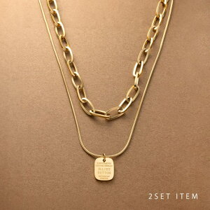 �y10��OFF�N�[�|���I1/16(��)1:59�܂ŁzCREAM-DOT �X�e�����X�� �l�b�N���X 2�_�Z�b�g �����A�����M�[ 316L �����ςȂ� �T�[�W�J���X�e�����X ���f�B�[�X �X�l�[�N�`�F�[�� �I�[�o���`�F�[�� �R�C