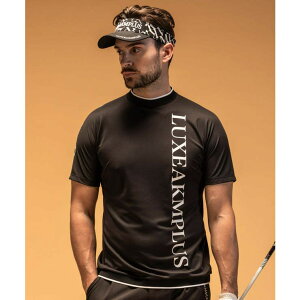 SHIFFON LUXEAKMPLUS リュクスエイケイエムプラス ゴルフ バーチカルロゴ半袖モックネックTシャツ 吸水 UVカット メンズ おしゃれ かっこいい ブランド ゴルフウェア スポーツウェア GOLF トップス