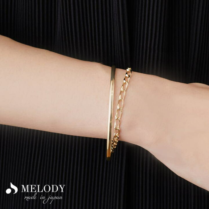 楽天市場】Melody Accessory バングル 2連 重ね付け風 チェーン 