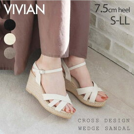 VIVIAN COLLECTION クロスデザインウェッジサンダル シューズ・靴