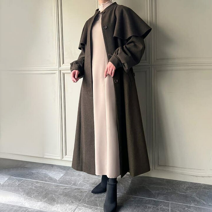 楽天市場】junoah 肩フリル比翼ロングコート アウター(コート 