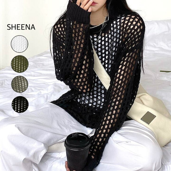 楽天市場】SHEENA ルーズメッシュニットトップス 春 夏 秋 冬 トップス 