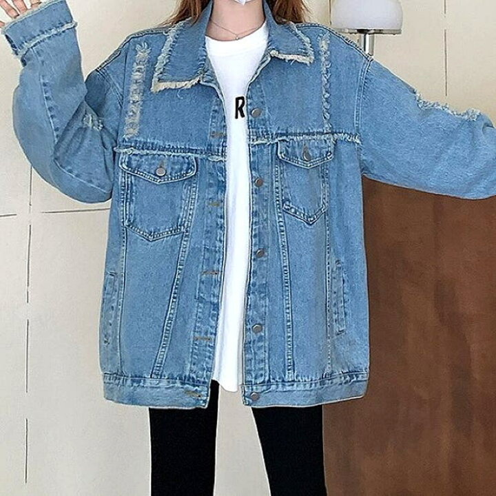 楽天市場】フリンジデザインダメージデニムジャケット 秋 冬 春 秋服 