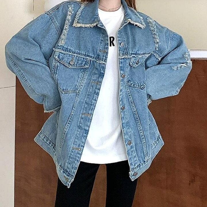 楽天市場】フリンジデザインダメージデニムジャケット 秋 冬 春 秋服 