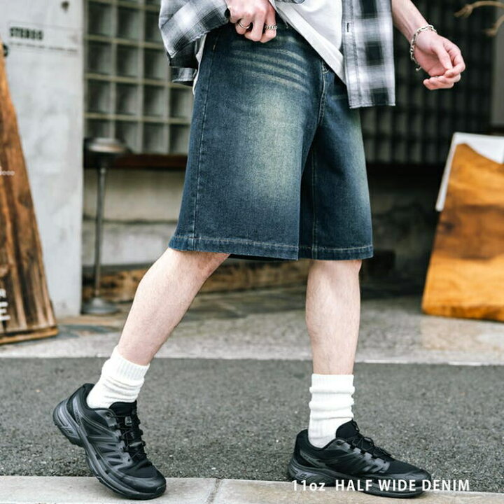 楽天市場】Rocky Monroe デニムショートパンツ ワイド 膝丈 バギー 