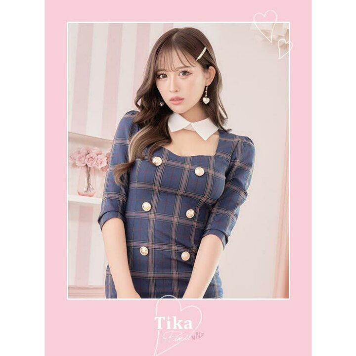 楽天市場】Tika Tika 韓国キャバドレス チェック柄襟付きスクエア 