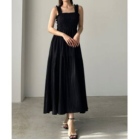 【20％OFFクーポン！11/10 (月)23:59まで】Louere Louere　フリルショルダーシャーリングキャミワンピース【一部ペチスカートSET】 ワンピース・ドレス