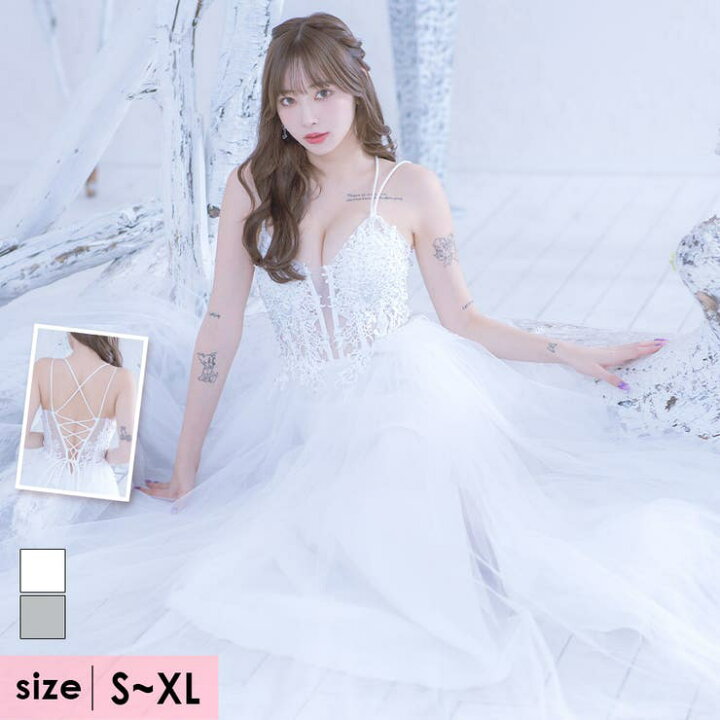楽天市場】Tika ボリュームチュールバックレスロングドレス バスト 