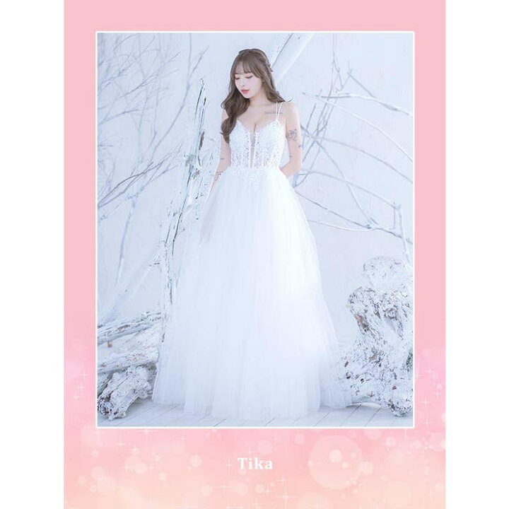 楽天市場】Tika ボリュームチュールバックレスロングドレス バスト 
