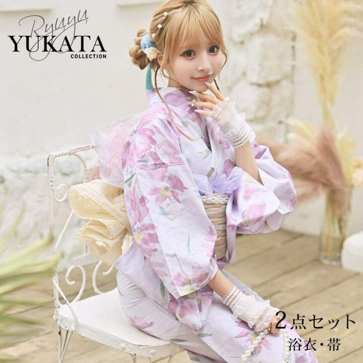 楽天市場】Ryuyu 浴衣 ピンク 花柄 かわいい ギャル 牡丹柄 セット浴衣 