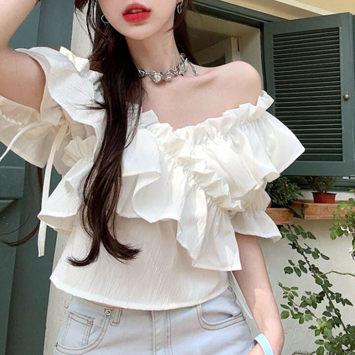 楽天市場】【店内全品5％OFF】2WAY フリルオフショル トップス  