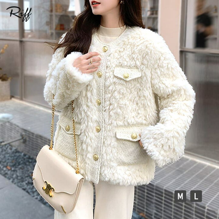 楽天市場】【店内全品5%OFF】ファーコート 金ボタン ボアコート ボア  