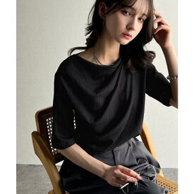 Classical Elf 女性らしさ格上げ。ハーフスリーブアシメドレープカットソー トップス