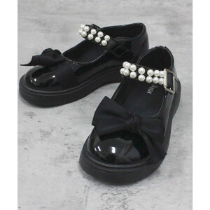 ZI-ON フォーマルバレエシューズ ドレスシューズ フォーマルシューズ キッズ 子供用 女の子 黒 子ども こども 靴 くつ クツ リボン パール おしゃれ かわいい 盛装 正装 冠婚葬祭 発表会 結婚
