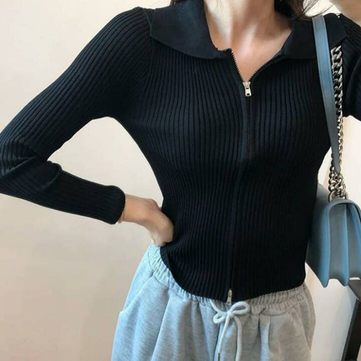 楽天市場】【店内全品5%OFF】長袖 リブニット 韓国 ファッション 