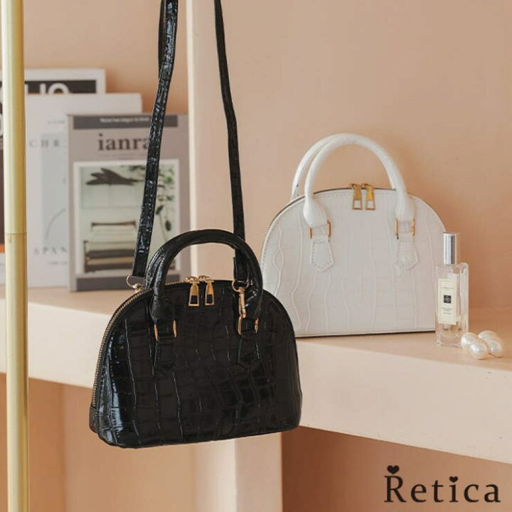 楽天市場】Retica クロコダイル風ラウンド2wayバッグ ハンドバッグ 