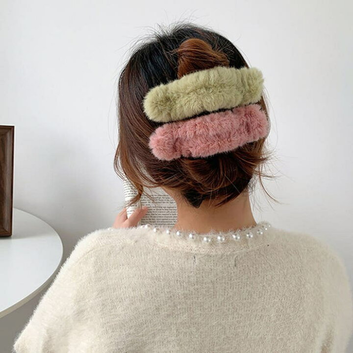 楽天市場】もこもこヘアピン 大きめ? ヘアクリップ 韓国風 ヘア 