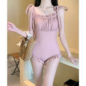 aimoha リボンショルダーフリルスイムウェア 水着 UVカット 水着セット 水着インナー ワンピース水着 体型カバー シースルー グリーン 黒 ショーツ一体型 Jasmine Grandiflorum【Jasmine】【SS】 水着