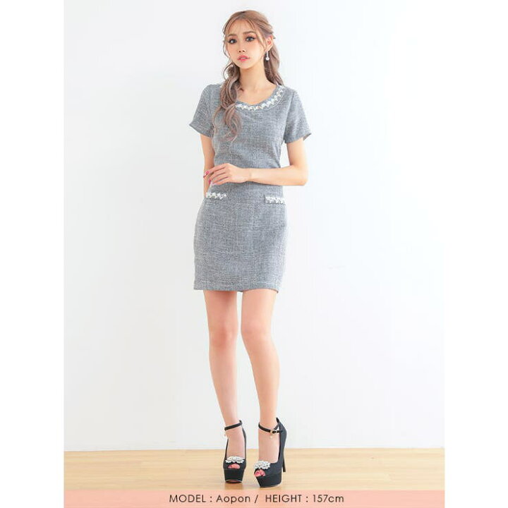 楽天市場】my minette ビジューラインシンプルシルエットミニドレス 袖