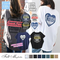 デニム風紺色ゆったり丈長ロゴTシャツ 