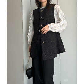 【10％OFFクーポン！4/17(金)9:59まで】RANAN ペプラムツイードジレ スーツ