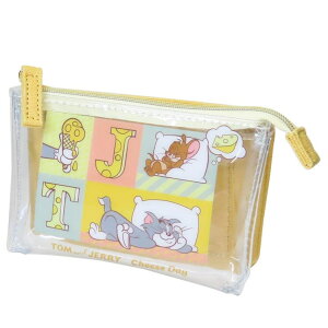 cinemacollection トム&ジェリー ミニポーチ クリア3ポケットポーチミニ CHEESE DAY ワーナーブラザース マリモクラフト 小物入れ キャラクター グッズ バッグ・鞄