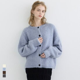 【10％OFFクーポン！11/15(土)限定】coca ふんわり柔らか、抜け感を演出するブラッシュドブークレカーディガン トップス