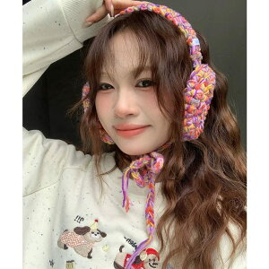 LOVERS 秋新作 カラフルニット編み 紐付き イヤーマフ ma 冬小物 秋冬 韓国学生 耳当て 耳あて イヤーマフラー 防寒対策 ファッション小物 イヤマフ 高校生 大学生 冬キャン レディース 韓国 Y2K