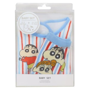 cinemacollection クレヨンしんちゃん ベビー用品 ベビーセット ビブ&ソックス ストライプ スモールプラネット プレゼント ギフト スタイ&赤ちゃん用靴下 アニメキャラクター グッズ ベビー