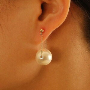 maison de LATIR ぶら下がったパールが目を引くピアス 女性らしい 大ぶり シンプル韓国ファッション 秋 セクシー 秋服 韓国 ホーム オフィス アクセサリー