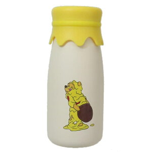 cinemacollection くまのプーさん 保温保冷水筒 牛乳瓶風ステンレスボトル 320ml Funny Faces アイボリー ディズニー ヤクセル ランチ雑貨 キャラクター グッズ 食器・キッチン用品