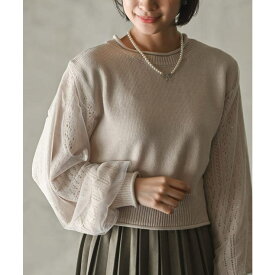 【10％OFFクーポン！11/11 (火)1:59まで】rps 袖チュールニットプルオーバー トップス