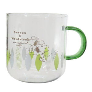 cinemacollection スヌーピー マグカップ カラーハンドル耐熱ガラスマグ グリーン リーフ ピーナッツ 金正陶器 プレゼント ギフト キャラクター グッズ 食器・キッチン用品
