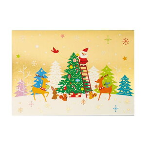 cinemacollection CHRISTMAS グリーティングカード クリスマスカード JX3-1 金地ツリーに飾りつけるサンタたち サンリオ ギフト雑貨 Xmasカード グッズ 文房具