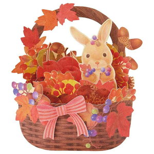 【10%OFFクーポン配布中!10/27(月)9:59まで】cinemacollection グリーティングカード アキ JAU 14-3 立体ダイカットカード 秋 かごにウサギ サンリオ メッセージカード 多目的 グッズ 文房具