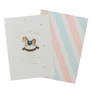 cinemacollection グリーティングカード ウッドパーツベビーカード 木馬 APJ メッセージカード 出産 お祝い 封筒付き グッズ 文房具