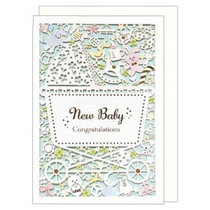 cinemacollection グリーティングカード 出産グリーティングカード ブルー クローズピン メッセージカード 出産 お祝い グッズ 文房具