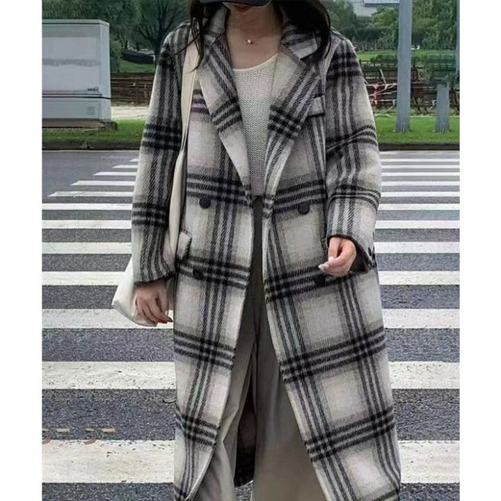 楽天市場】ウールチェック柄ロングコート【AW】 : SHOPLIST