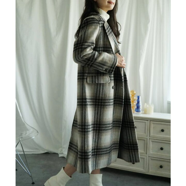 楽天市場】ウールチェック柄ロングコート【AW】 : SHOPLIST