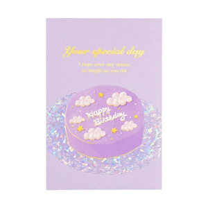 cinemacollection ROKKAKU Birthday Card POSTCARD バースデーカード 1枚入り ケーキ パープル フタバ 箔押し 誕生日 メッセージカード グリーティングカード グッズ 文房具