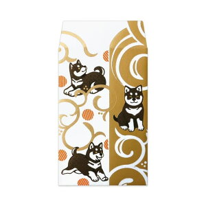 cinemacollection ROKKAKU ポチ袋 箔ぽち袋 動物吉祥 2枚入り 柴犬 いぬ フタバ 和柄 箔押し お年玉 お盆玉 グッズ 文房具