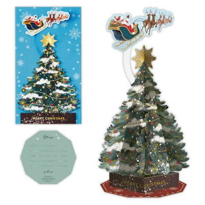 【10%OFFクーポン配布中!10/27(月)9:59まで】cinemacollection クリスマスカード クリスマスツリーカード 立体カード フライングサンタツリー 日本ホールマーク Xmas メッセージカード グッズ 文房