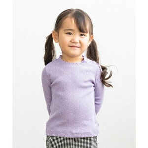 moononnon 子供服 女の子 Tシャツ 長袖 普段着 通学着 ベビーサイズ 音符刺繍リブ生地無地インナーカットソー パープル ブルー 80cm 90cm 【むーのんのん moononnon】 トップス