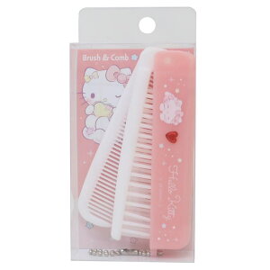 cinemacollection ハローキティ ヘアブラシ ストーン付き折りたたみブラシ&コーム サンリオ カミオジャパン 折りたたみくし キャラクター グッズ ヘアケア