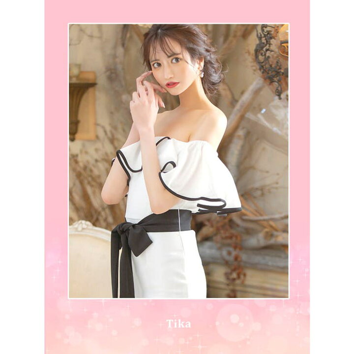 楽天市場】Tika オフショルフリルウエストマークリボンタイトミニ 