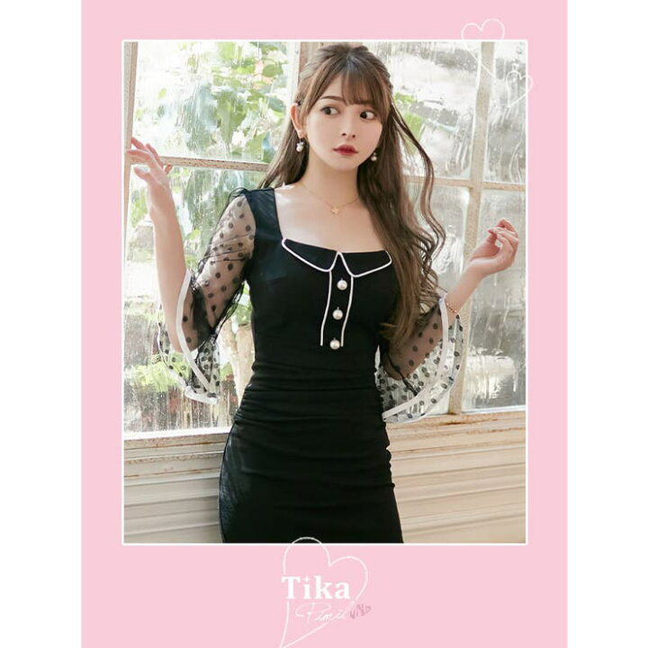 楽天市場】Tika Tika 韓国キャバドレス ドット柄シースルーベル 