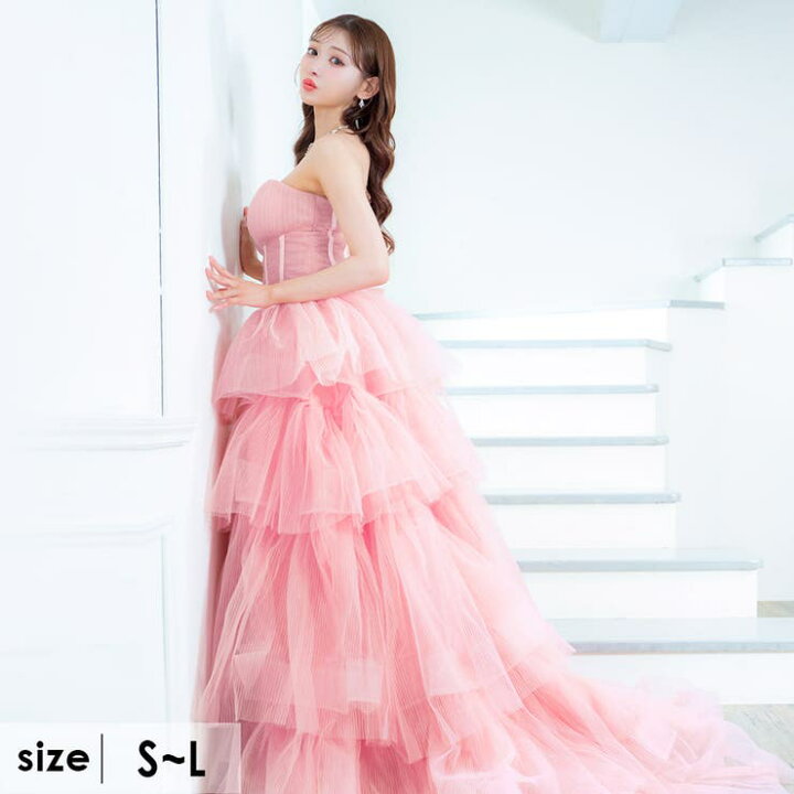 楽天市場】Tika 4段フリルボリュームスカートベアロングドレス  