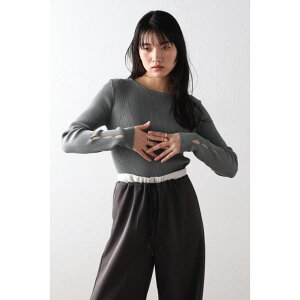 BONJOUR SAGAN ENC �G���N holed sleeve boat neck knit / �z�[���h�X���[�u�{�[�g�l�b�N�j�b�g 88-004594 �g�b�v�X