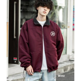 【10％OFFクーポン！2/10(火)1:59まで】Rocky Monroe ボアジャケット リバーシブル 2way 新色追加 メンズ レディース ブルゾン スタンドネック ナイロンライク シープボア 両A面 総柄 無地 ワンポイント刺繍 サークルロゴ